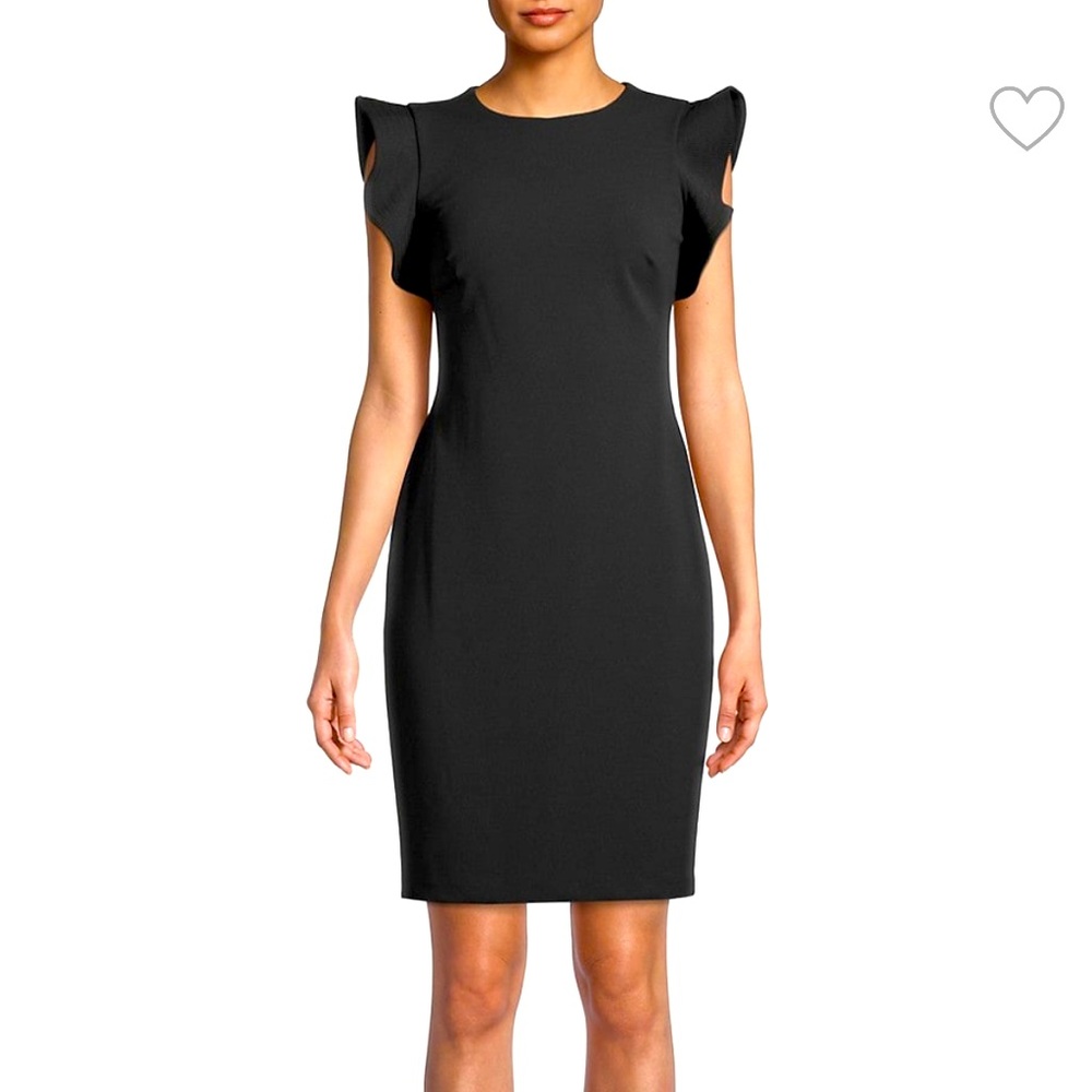Calvin Klein Flutter-Sleeve Sheath Dress, black, size 6